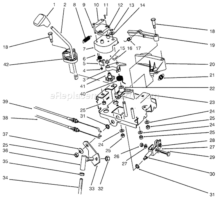 Traction Linkage Assembly Diagram and Parts List for 38540 6900001-6999999 - 1996 Toro Snow Blower