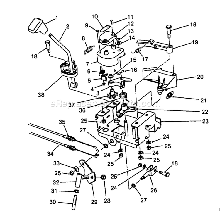 Traction Linkage Assembly Diagram and Parts List for 38543 8000001-8999999 - 1988 Toro Snow Blower