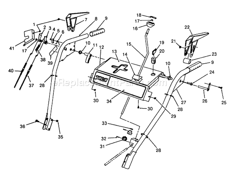 Handle Assembly Diagram and Parts List for 38543 8000001-8999999 - 1988 Toro Snow Blower