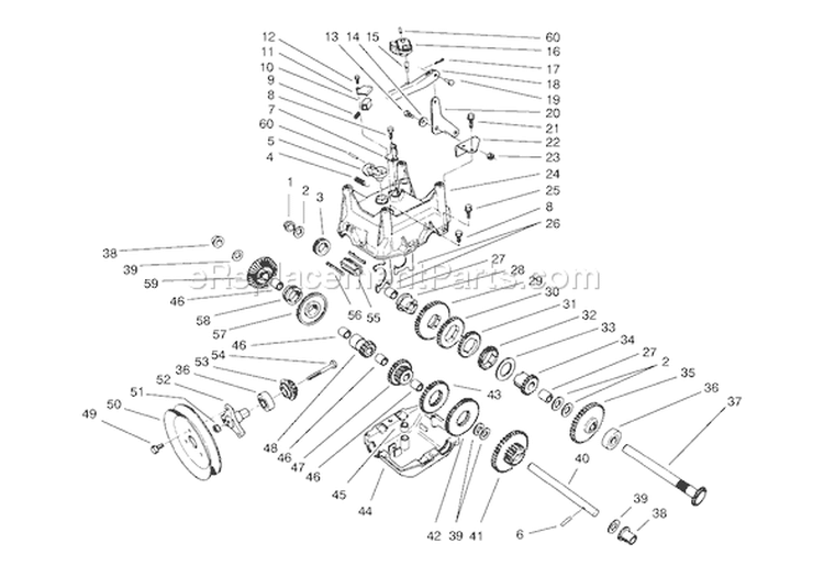 Transmission Assembly Diagram and Parts List for 38540 8900001-8999999 - 1998 Toro Snow Blower