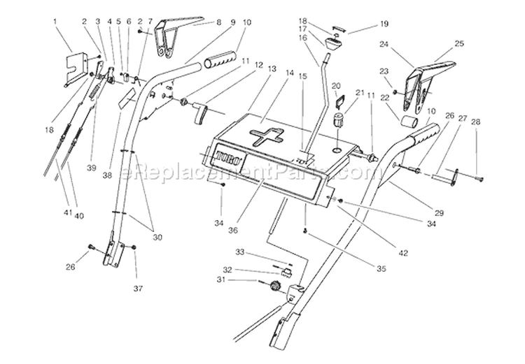 Handle Assembly Diagram and Parts List for 38540 8900001-8999999 - 1998 Toro Snow Blower