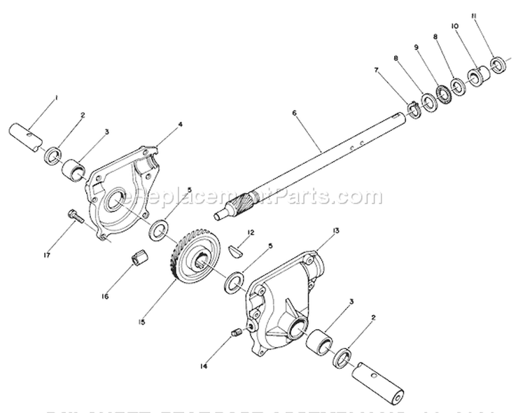 24" Auger Gearcase Assembly Diagram and Parts List for 38540 9000001-9999999 - 1989 Toro Snow Blower