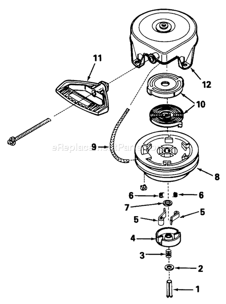 Rewind Starter Diagram and Parts List for 38540 9000001-9999999 - 1989 Toro Snow Blower