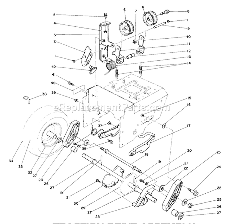 Traction Drive Assembly Diagram and Parts List for 38540 9000001-9999999 - 1989 Toro Snow Blower