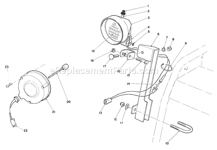 Light Kit Diagram and Parts List for 38540 9000001-9999999 - 1989 Toro Snow Blower