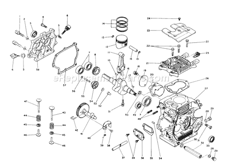 Crankcase Assembly Diagram and Parts List for 38545 8000001-8999999 - 1988 Toro Snow Blower