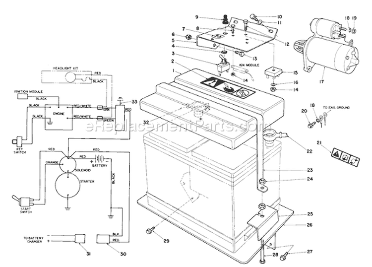 Starter Motor Diagram and Parts List for 38545 9000001-9999999 - 1989 Toro Snow Blower