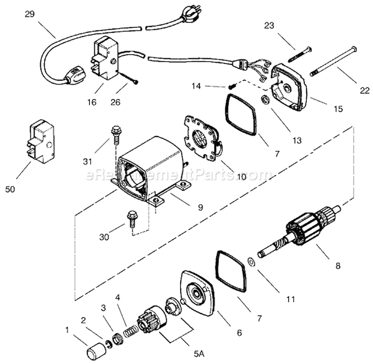 120 Volt Electric Starter Diagram and Parts List for 38546 99000001-99999999 - 1999 Toro Snow Blower