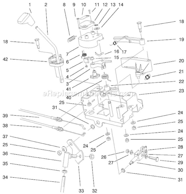 Traction Linkage Assembly Diagram and Parts List for 38546 99000001-99999999 - 1999 Toro Snow Blower
