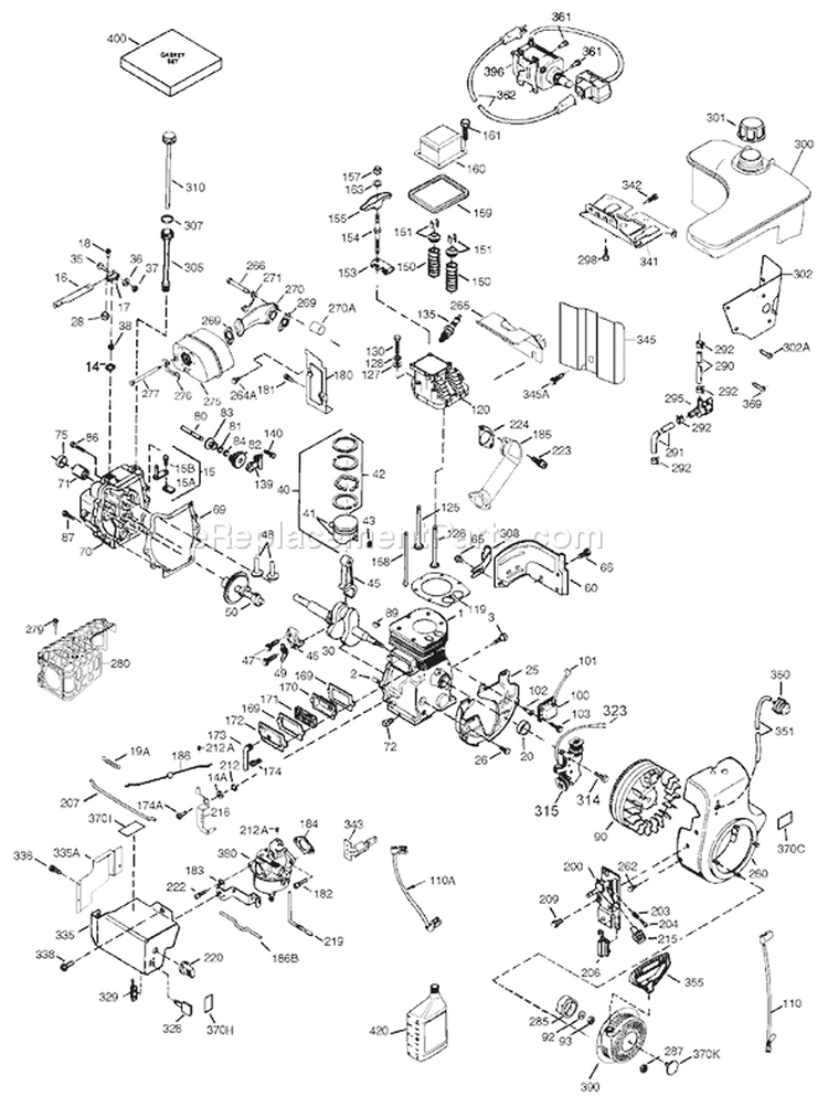Engine Assembly Diagram and Parts List for 38547 200000001-200999999 - 2000 Toro Snow Blower