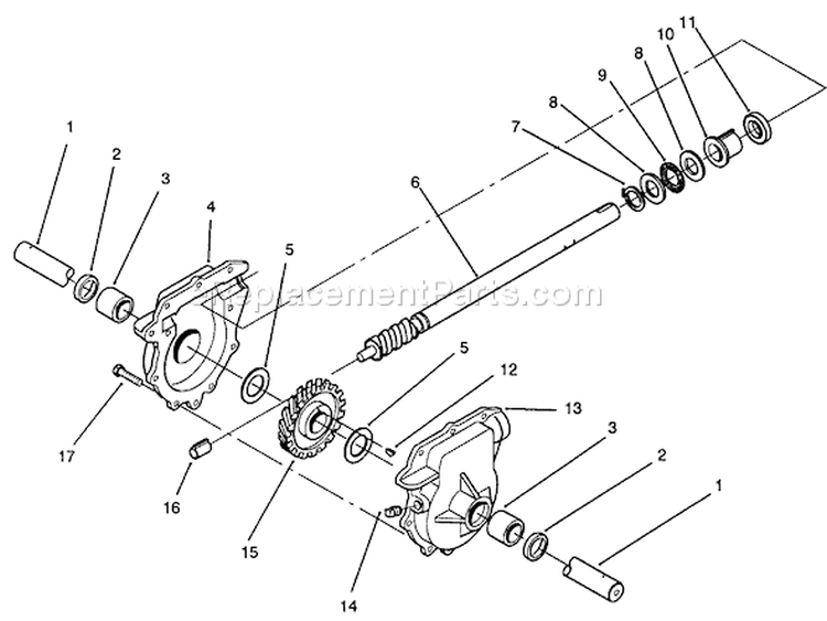 28" Auger Gearcase Assembly Diagram and Parts List for 38555 3900001-3999999 - 1993 Toro Snow Blower