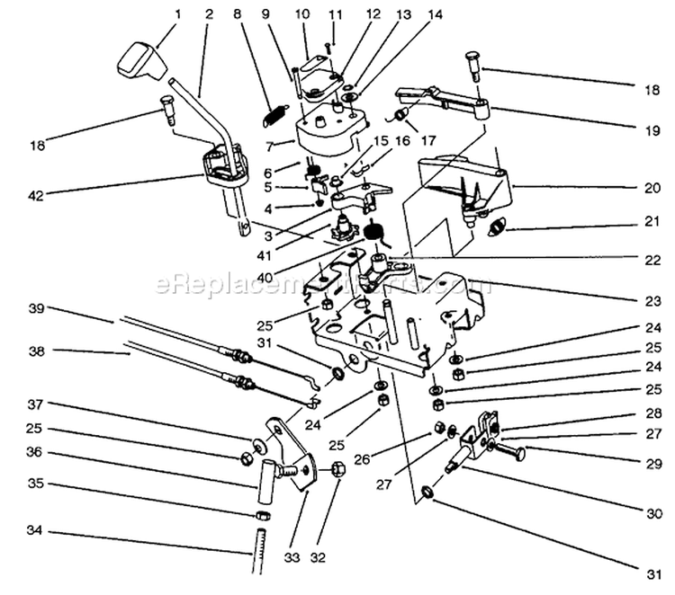 Traction Linkage Assembly Diagram and Parts List for 38555 3900001-3999999 - 1993 Toro Snow Blower