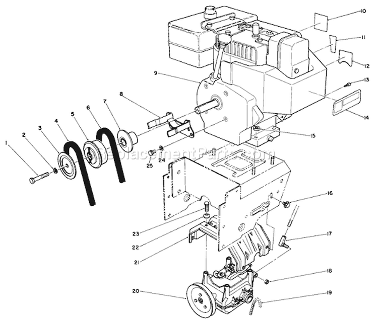 Engine Assembly Diagram and Parts List for 38555 3900001-3999999 - 1993 Toro Snow Blower