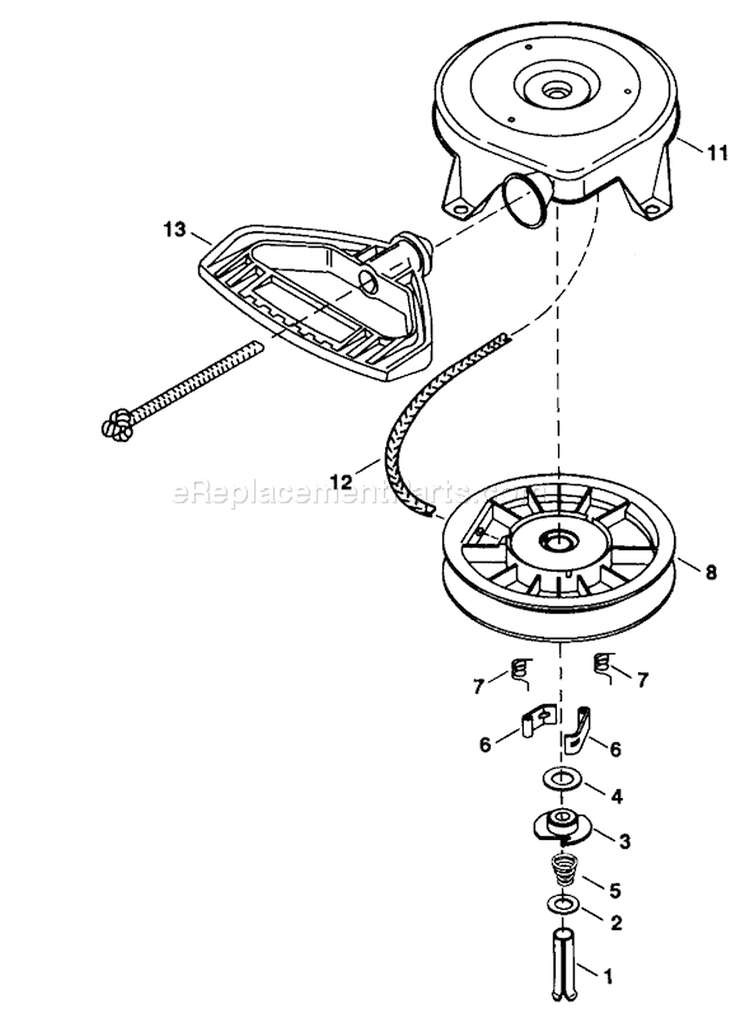 Rewind Starter Diagram and Parts List for 38555 3900001-3999999 - 1993 Toro Snow Blower