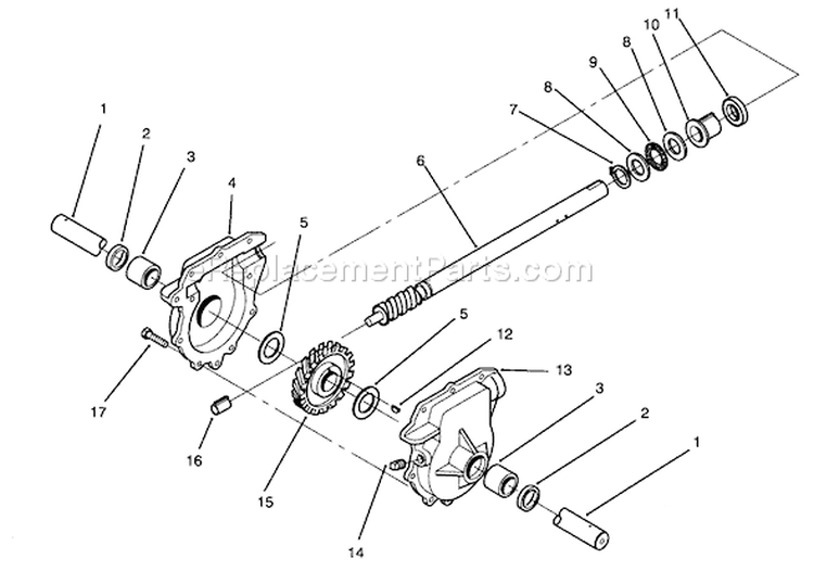 28" Auger Gearcase Assembly Diagram and Parts List for 38555 59000001-59999999 - 1995 Toro Snow Blower