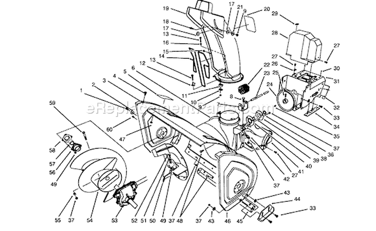 Housing and Chute Diagram and Parts List for 38555 59000001-59999999 - 1995 Toro Snow Blower