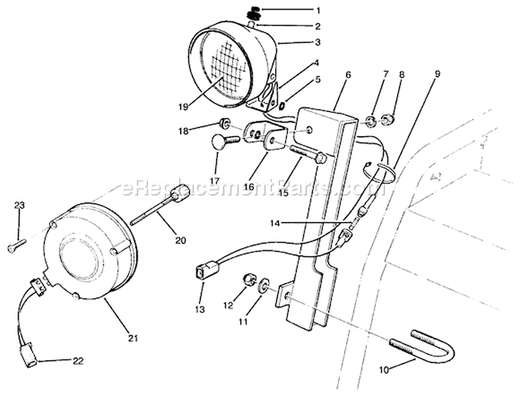 Light Assembly Diagram and Parts List for 38555 59000001-59999999 - 1995 Toro Snow Blower