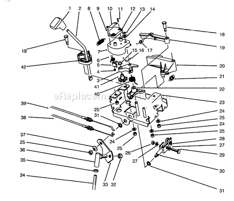 Traction Linkage Assembly Diagram and Parts List for 38555 69000001-69999999 - 1996 Toro Snow Blower