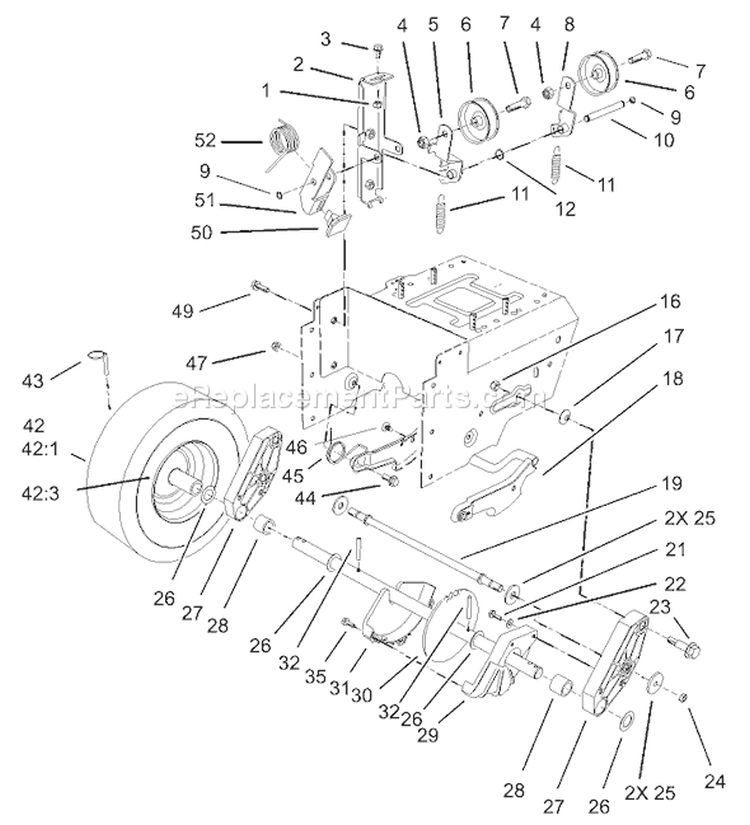 Lower Traction Assembly Diagram and Parts List for 38559 240000001-240999999 - 2004 Toro Snow Blower