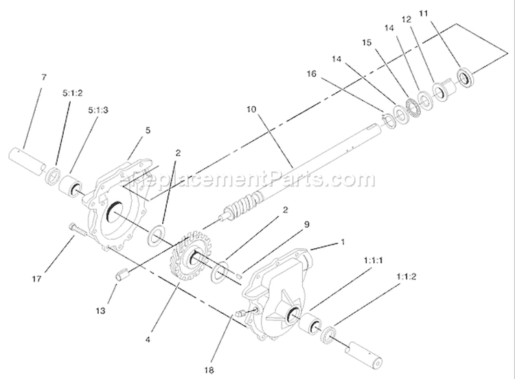 28 In. Auger Gearcase Diagram and Parts List for 38560 240000001-240999999 - 2004 Toro Snow Blower