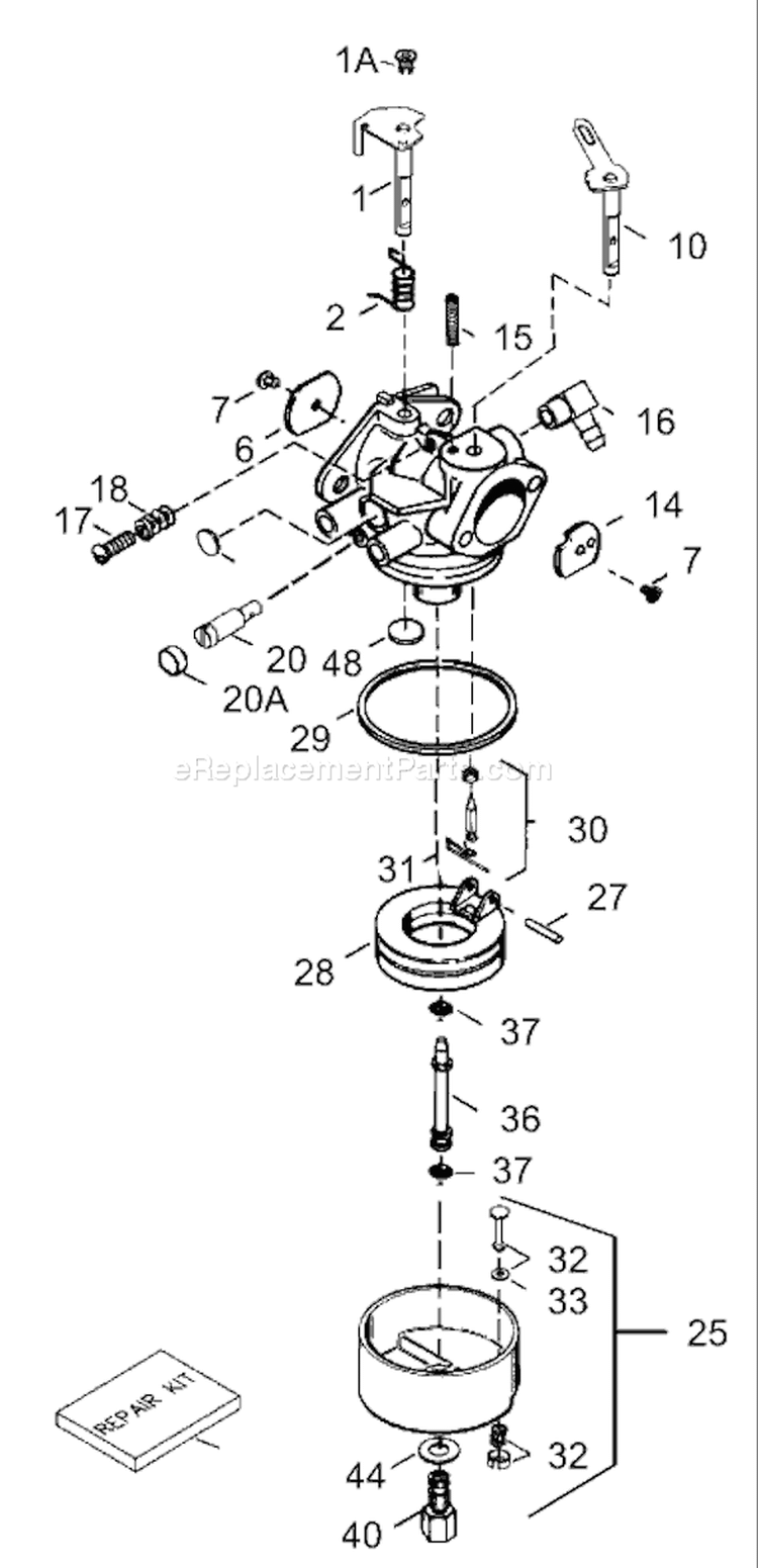 Carburetor Diagram and Parts List for 38560 240000001-240999999 - 2004 Toro Snow Blower