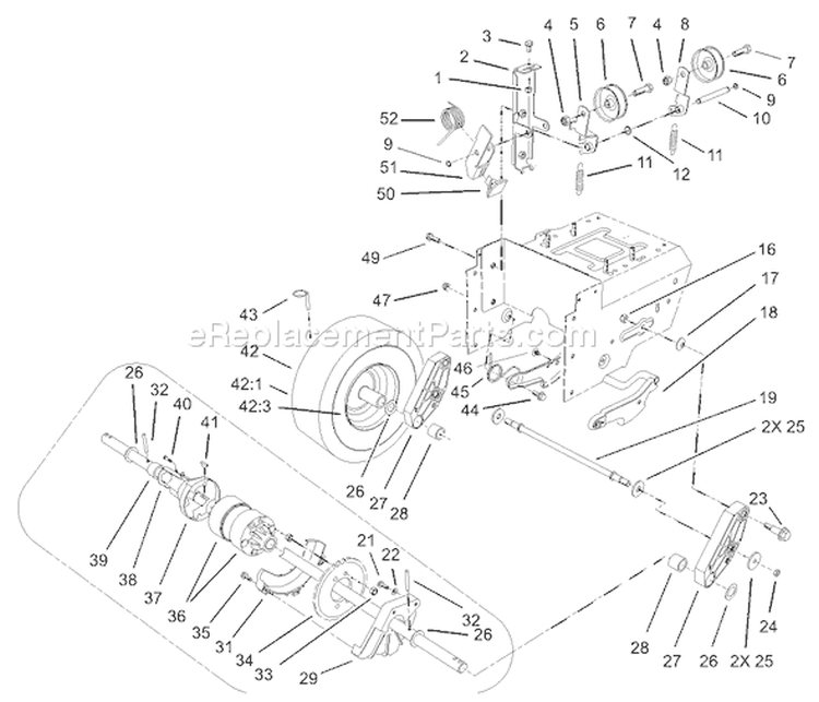 Lower Traction Assembly Diagram and Parts List for 38560 240000001-240999999 - 2004 Toro Snow Blower