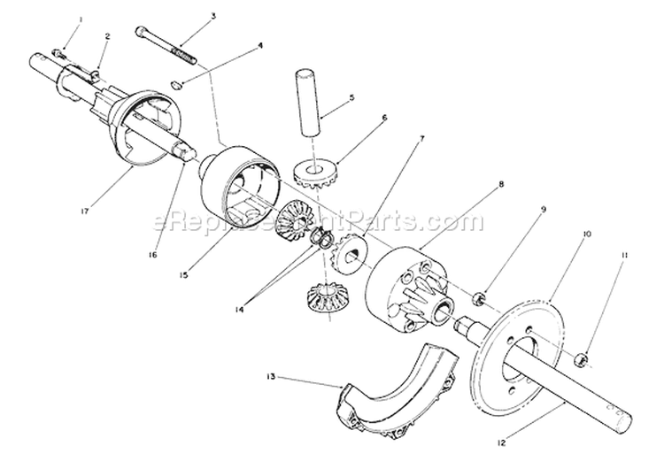 Differential Diagram and Parts List for 38570 0000001-0999999 - 1990 Toro Snow Blower