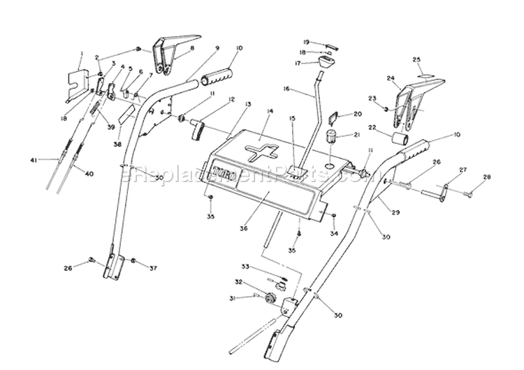 Handle Assembly Diagram and Parts List for 38570 0000001-0999999 - 1990 Toro Snow Blower