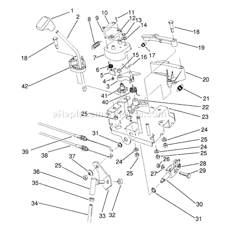 Traction Linkage Assembly Diagram and Parts List for 38570 1000001-1999999 - 1991 Toro Snow Blower