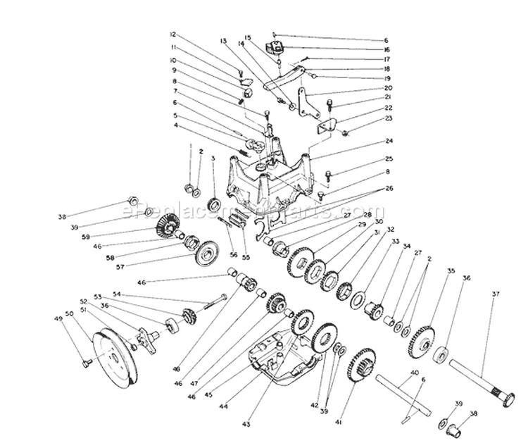 Tranamisaion Diagram and Parts List for 38570 1000001-1999999 - 1991 Toro Snow Blower