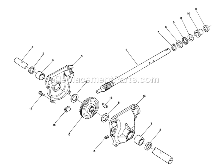 28 In. Auger Gearcase Diagram and Parts List for 38570 1000001-1999999 - 1991 Toro Snow Blower
