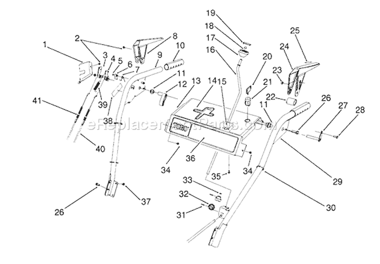 Handle Assembly Diagram and Parts List for 38570 1000001-1999999 - 1991 Toro Snow Blower