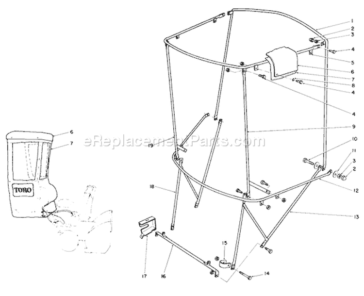 Snow Cab Diagram and Parts List for 38570 3900001-3999999 - 1993 Toro Snow Blower