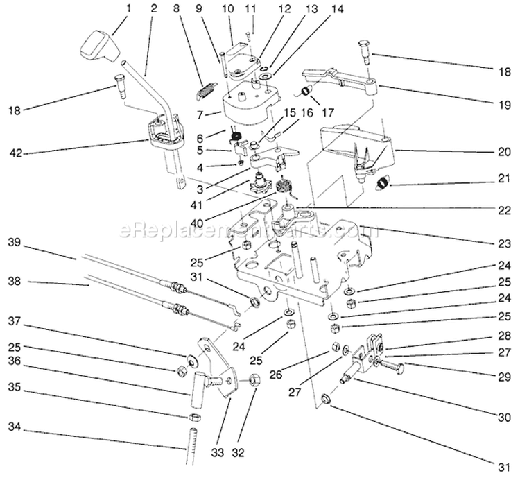 Traction Linkage Assembly Diagram and Parts List for 38570 3900001-3999999 - 1993 Toro Snow Blower