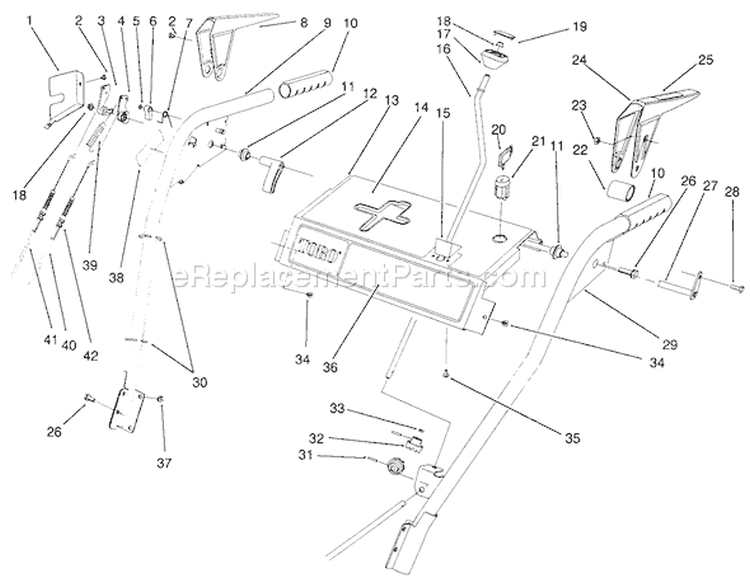 Handle Assembly Diagram and Parts List for 38570 3900001-3999999 - 1993 Toro Snow Blower
