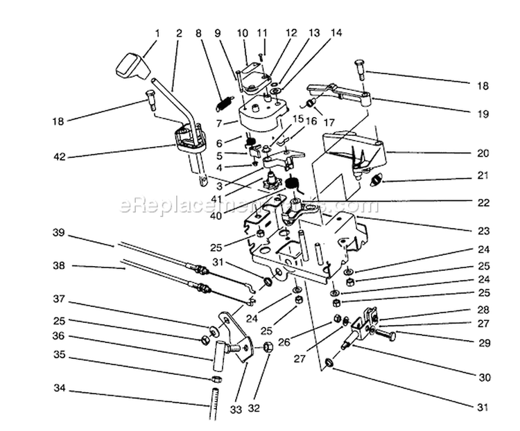 Traction Linkage Assembly Diagram and Parts List for 38570 5900001-5999999 - 1995 Toro Snow Blower