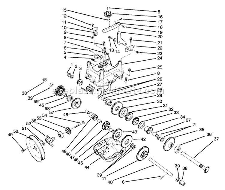 Tranamisaion Diagram and Parts List for 38570 5900001-5999999 - 1995 Toro Snow Blower