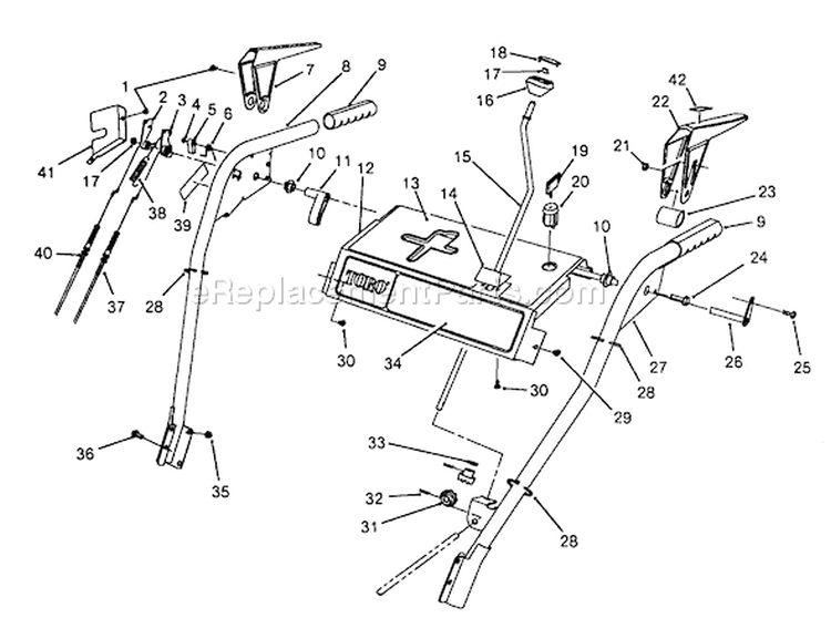 Handle Assembly Diagram and Parts List for 38570 8000001-8999999 - 1988 Toro Snow Blower