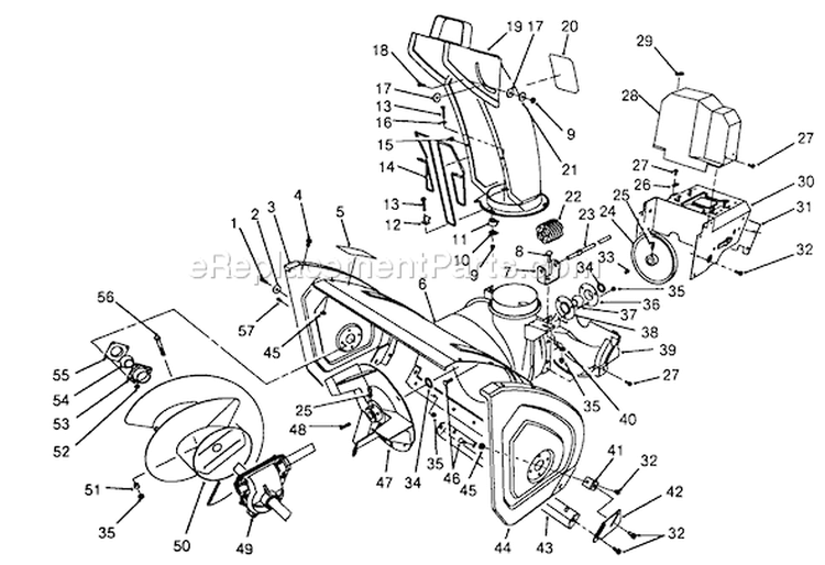 Housing & Chute Assembly Diagram and Parts List for 38570 8000001-8999999 - 1988 Toro Snow Blower