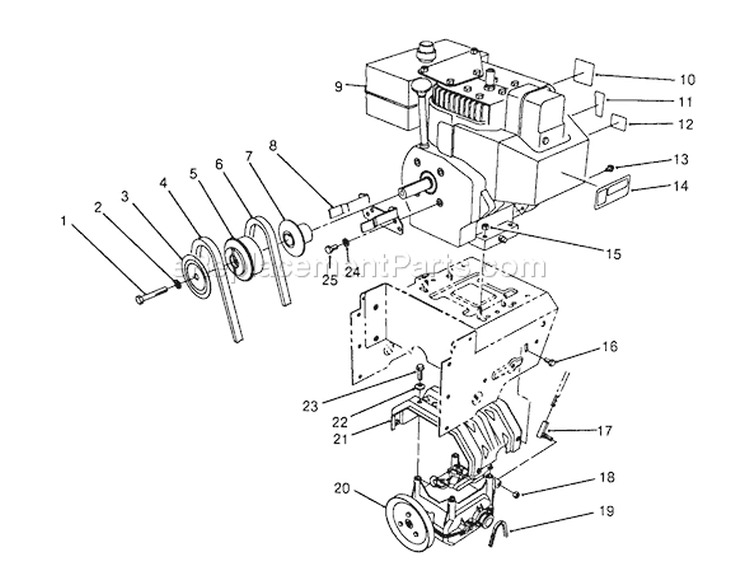Engine Diagram and Parts List for 38573 8000001-8999999 - 1988 Toro Snow Blower