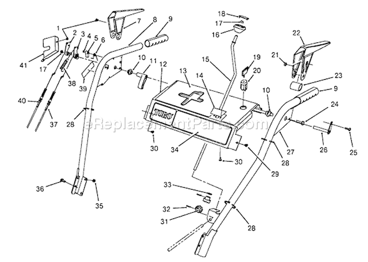 Handle Assembly Diagram and Parts List for 38573 8000001-8999999 - 1988 Toro Snow Blower