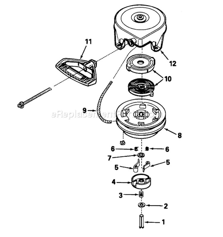 Rewind Starter Diagram and Parts List for 38573 8000001-8999999 - 1988 Toro Snow Blower