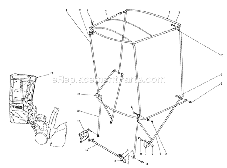 Snow Cab Diagram and Parts List for 38573 9000001-9999999 - 1989 Toro Snow Blower