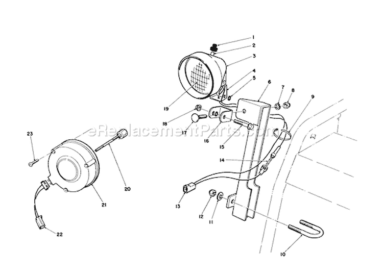 Light Kit Diagram and Parts List for 38573 9000001-9999999 - 1989 Toro Snow Blower
