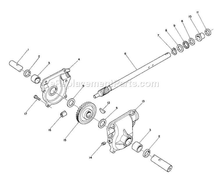 28 In. Auger Gearcase Diagram and Parts List for 38574 0000001-0999999 - 1990 Toro Snow Blower