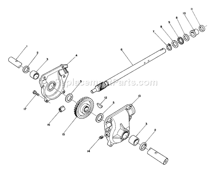 28 In. Auger Gearcase Diagram and Parts List for 38574 1000001-1999999 - 1991 Toro Snow Blower