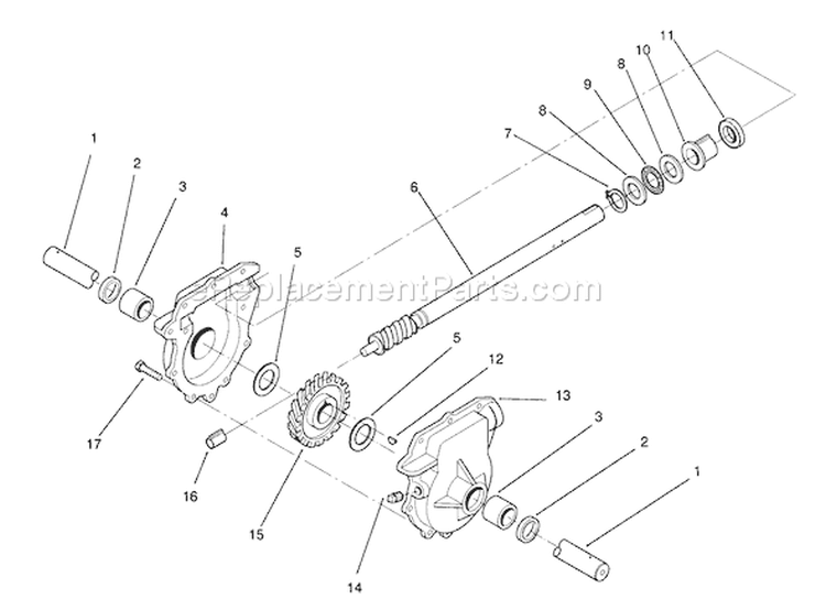 24 In. Auger Gearcase Diagram and Parts List for 38574 2000001-2999999 - 1992 Toro Snow Blower