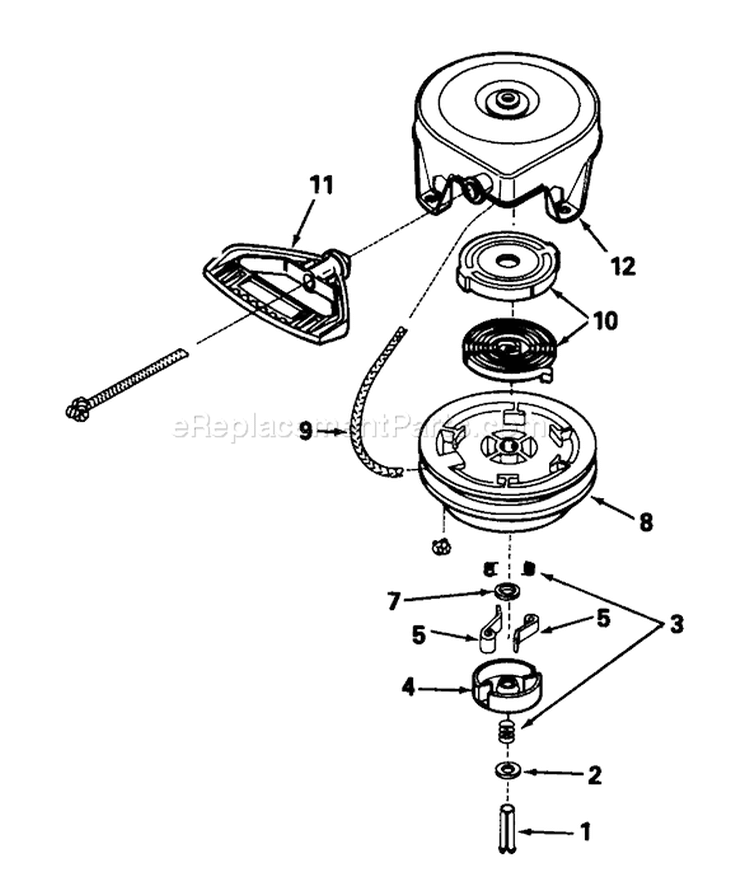 Rewind Starter Diagram and Parts List for 38574 2000001-2999999 - 1992 Toro Snow Blower