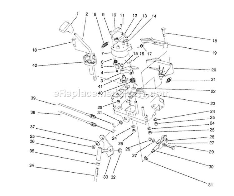 Traction Linkage Assembly Diagram and Parts List for 38574 2000001-2999999 - 1992 Toro Snow Blower