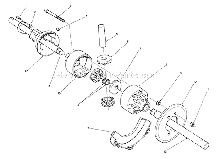 Differential Diagram and Parts List for 38574 2000001-2999999 - 1992 Toro Snow Blower
